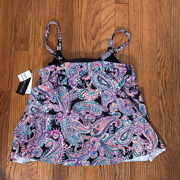 Island Escape Paisley Tankini Swimsuit Bikini Top size 6 NWT - Picture 3 of 5